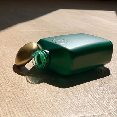 Buzlu Mat Plastik Vidalı Kapaklı Şişe 350ml Yeşil Kare Duş Jeli Şişesi