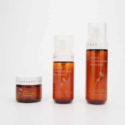80ml 100mlポンプこはく色のローションのびんのプラスチック化粧品の包装
