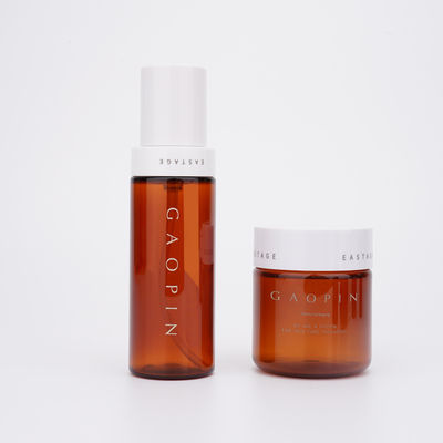 SGS Amber Kozmetik Plastik Şişeler 100ml 80ml PET Toner Losyon Şişesi Pompalı