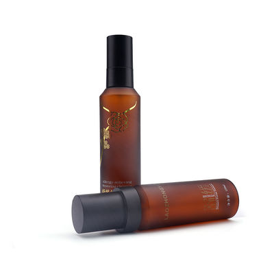 ขวดสเปรย์พลาสติกสีเหลืองอำพันเครื่องสำอางพร้อมปั๊ม 30ml 120ml 150ml