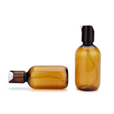 30ml 60ml 130ml ขวดโลชั่นพลาสติกพิมพ์หน้าจอสีอำพัน