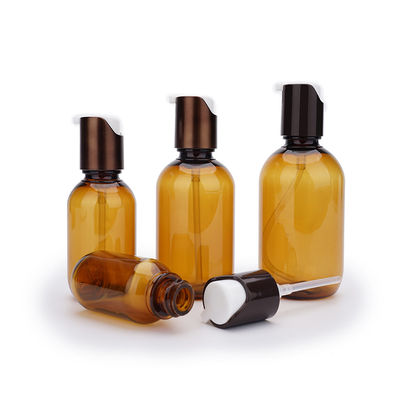 30ml 60ml 130ml ขวดโลชั่นพลาสติกพิมพ์หน้าจอสีอำพัน