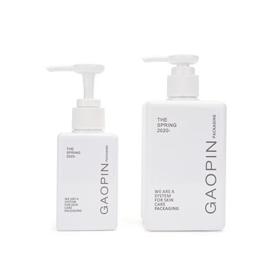 पंप के साथ स्क्वायर शैम्पू बॉडी वॉश बोतलें 280 मिलीलीटर सफेद शैम्पू की बोतलें