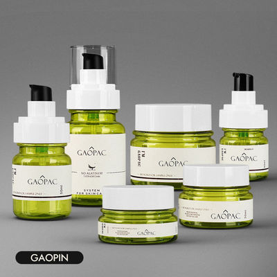 ensemble de empaquetage cosmétique de luxe de bouteille en plastique de lotion de vert de 40ml 50ml 130ml