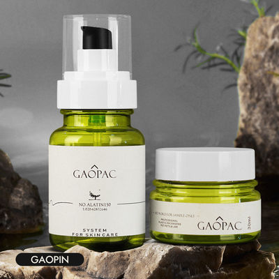 ensemble de empaquetage cosmétique de luxe de bouteille en plastique de lotion de vert de 40ml 50ml 130ml