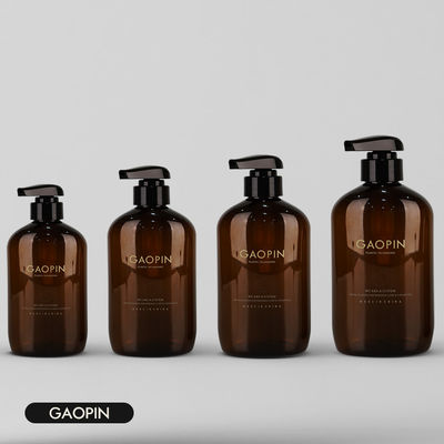 10.14oz 13.52oz Yuvarlak Düz Plastik Şampuan Şişeleri Kahverengi Çevre Dostu