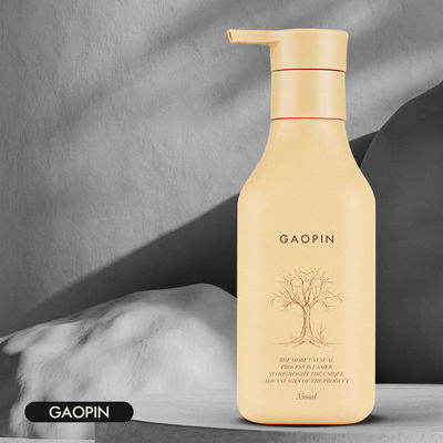 ขวดแชมพูพลาสติก 350ml โลชั่นบรรจุภัณฑ์เครื่องสำอางพร้อมปั๊มทอง